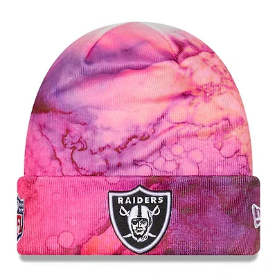 Las Vegas Raiders Pink Tie Dye 2022 NFL Cuffed Crucial Catch Knit Beanie Hat