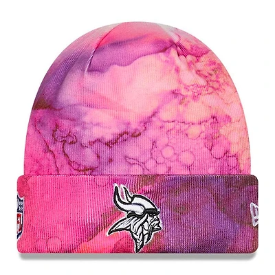 Minnesota Vikings Pink Tie Dye 2022 NFL Cuffed Crucial Catch Knit Beanie Hat