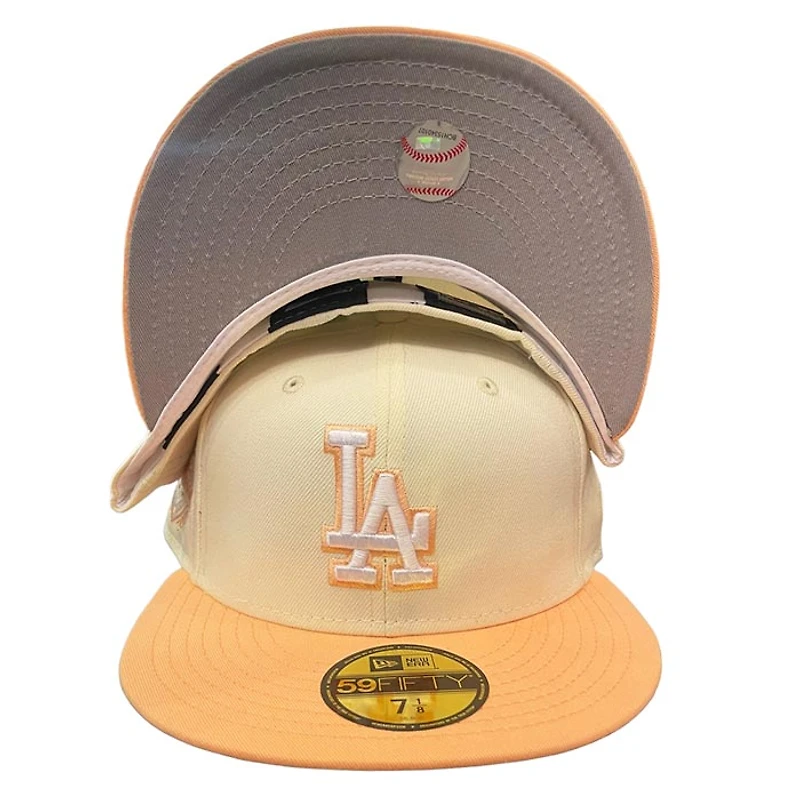 Los Angeles Dodgers Chrome Peach Two Tone 50th Anniversary Patch Gray UV 59FIFTY Fitted Hat