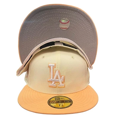 Los Angeles Dodgers Chrome Peach Two Tone 50th Anniversary Patch Gray UV 59FIFTY Fitted Hat