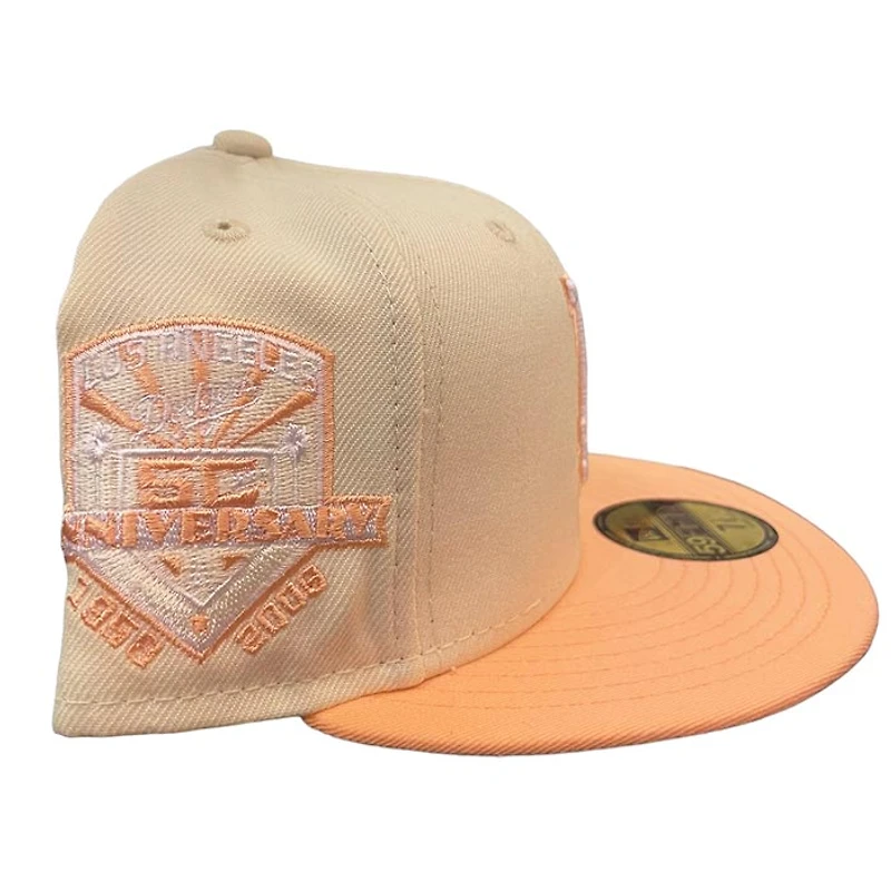 Los Angeles Dodgers Chrome Peach Two Tone 50th Anniversary Patch Gray UV 59FIFTY Fitted Hat