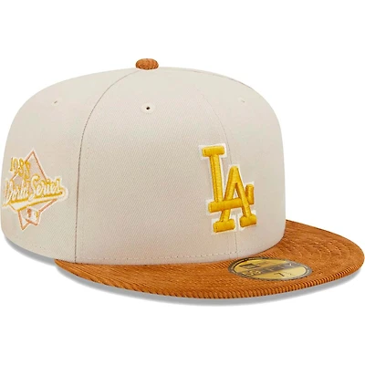 Los Angeles Dodgers Cream 1988 WS Patch Brown Corduroy Visor Dark Green UV 59FIFTY Fitted Hat