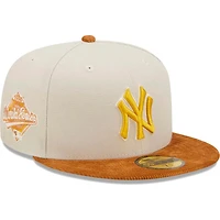 New York Yankees Cream 1996 WS Patch Brown Corduroy Visor Dark Green UV 59FIFTY Fitted Hat