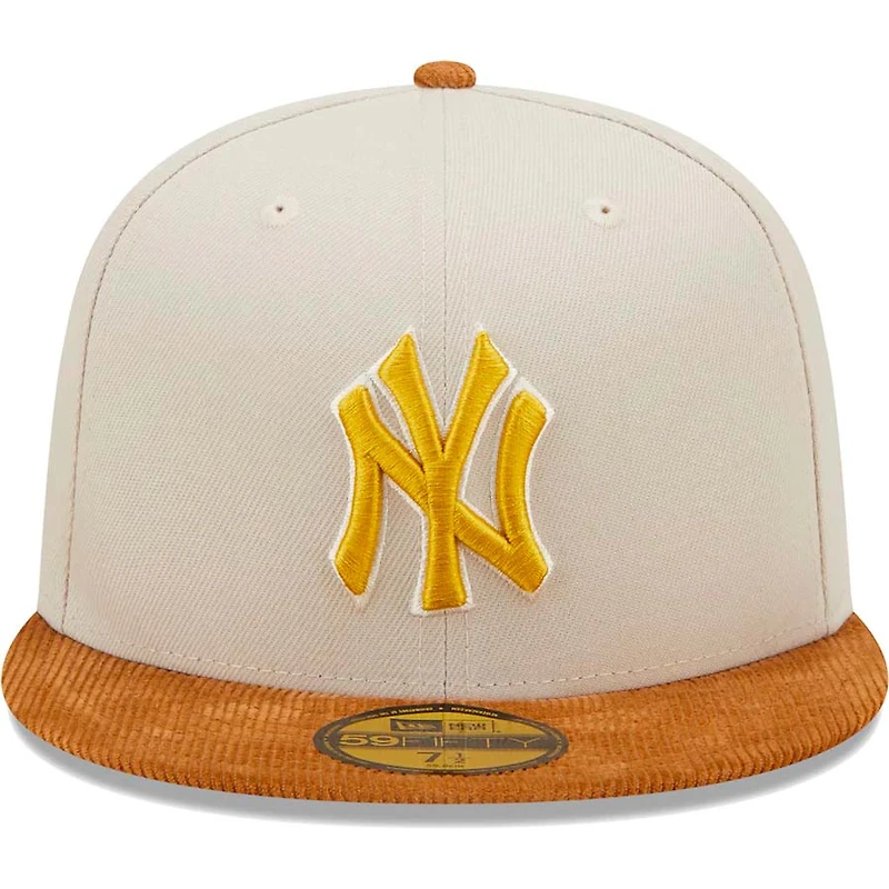 New York Yankees Cream 1996 WS Patch Brown Corduroy Visor Dark Green UV 59FIFTY Fitted Hat