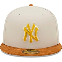 New York Yankees Cream 1996 WS Patch Brown Corduroy Visor Dark Green UV 59FIFTY Fitted Hat