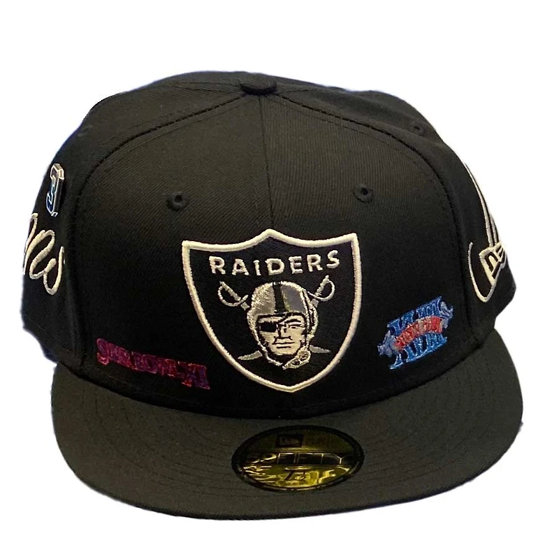 Las Vegas Raiders Black Historic Super Bowl Champions Gray UV 59FIFTY Fitted Hat