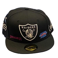 Las Vegas Raiders Black Historic Super Bowl Champions Gray UV 59FIFTY Fitted Hat