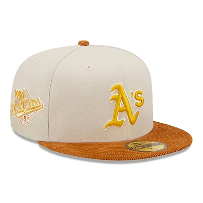Oakland Athletics Cream 1989 WS Patch Brown Corduroy Visor Dark Green UV 59FIFTY Fitted Hat