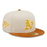 Oakland Athletics Cream 1989 WS Patch Brown Corduroy Visor Dark Green UV 59FIFTY Fitted Hat
