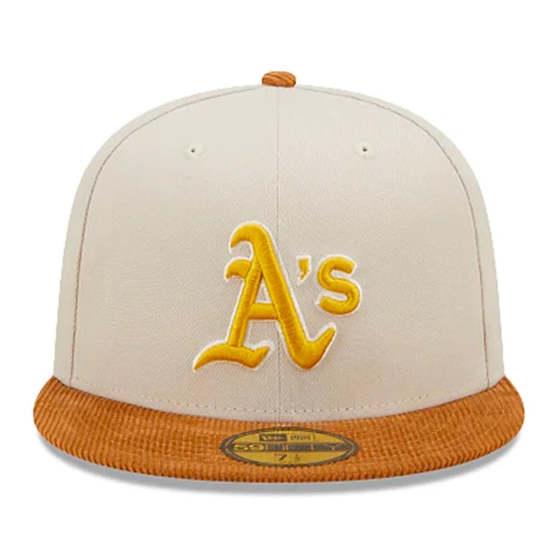 Oakland Athletics Cream 1989 WS Patch Brown Corduroy Visor Dark Green UV 59FIFTY Fitted Hat