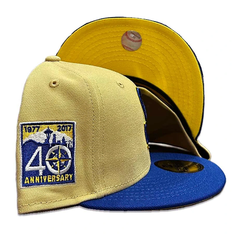 Seattle Mariners Two Tone Vegas Gold 40th Anniversary Patch Yellow UV 59FIFTY Fitted Hat