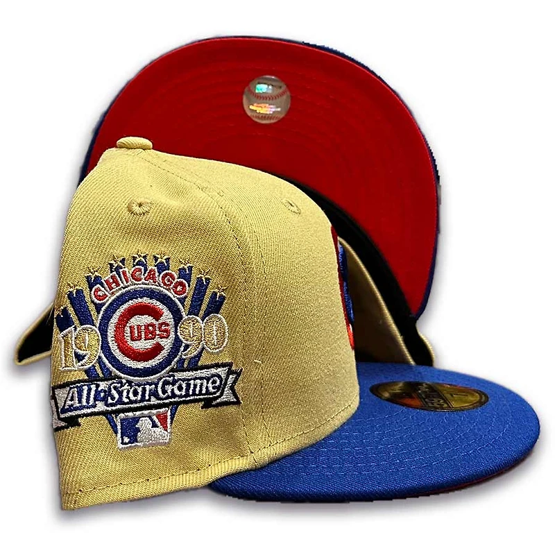 Chicago Cubs Two Tone Vegas Gold 1990 ASG Patch Red UV 59FIFTY Fitted Hat