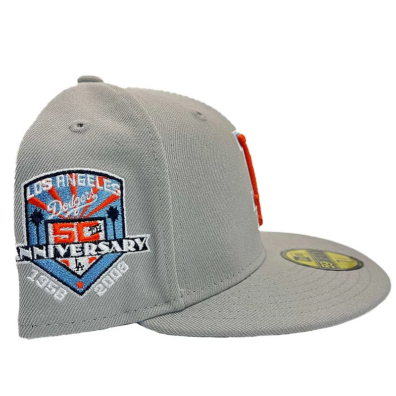 Los Angeles Dodgers Orange Slice 50th Anniversary Patch Blue UV 59FIFTY Fitted Hat
