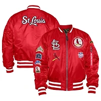 St Louis Cardinals x Alpha Industries New Era Red Reversible Full Zip Bomber Jacket