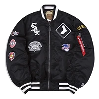 Chicago White Sox x Alpha Industries New Era Black Reversible Full Zip Bomber Jacket