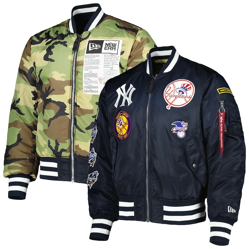 New York Yankees x Alpha Industries Era White Reversible Full Zip Bomber Jacket
