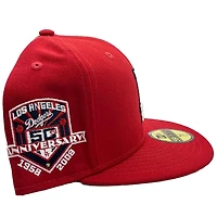 Los Angeles Dodgers Red Hot 50th Anniversary Patch Gray UV 59FIFTY Fitted Hat