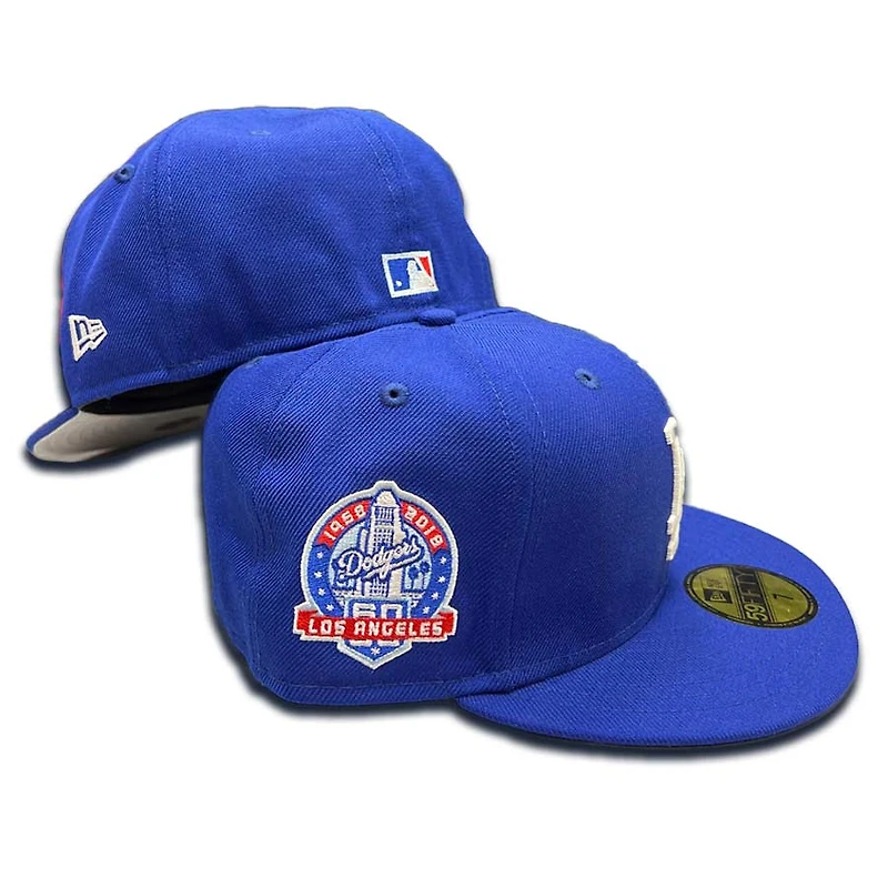 Los Angeles Dodgers Royal Blue 60th Anniversary Patch Gray UV 59FIFTY Fitted Hat