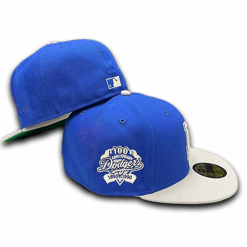 Los Angeles Dodgers Hip Hop Royal 2Tone 100th Anniversary Patch Green UV 59FIFTY Fitted Hat