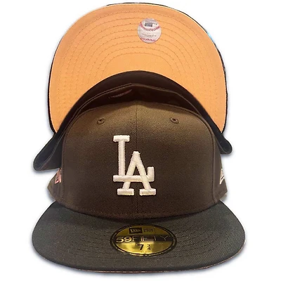 Los Angeles Dodgers Thanksgiving Brown Two Tone 60th Anniversary Patch Peach UV 59FIFTY Fitted Hat