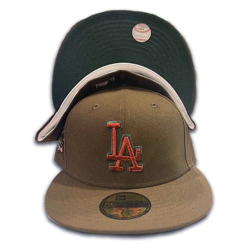 Los Angeles Dodgers Brown 60th Anniversary Patch Dark Green UV 59FIFTY Fitted Hat