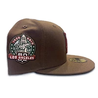 Los Angeles Dodgers Brown 60th Anniversary Patch Dark Green UV 59FIFTY Fitted Hat