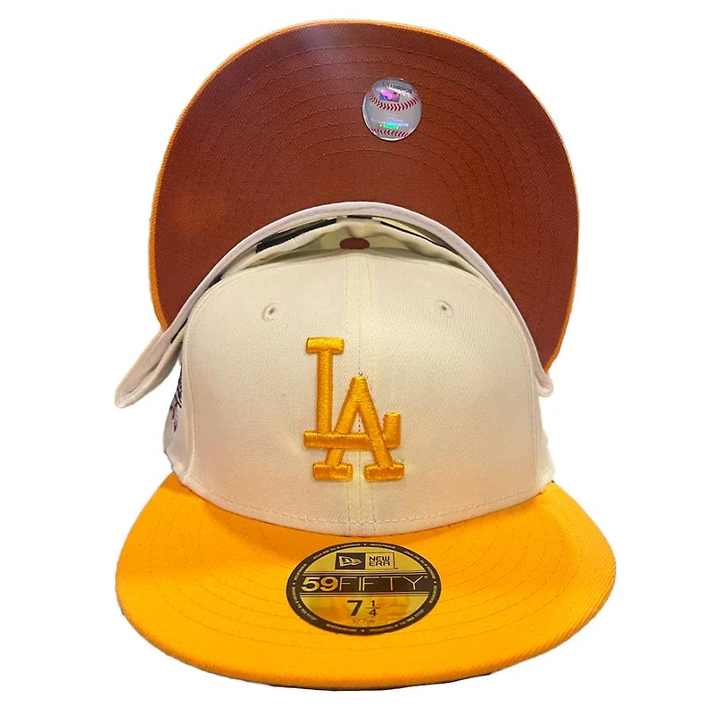 Los Angeles Dodgers Chrome Peach Cobbler 100th Anniversary Patch Burnt Orange UV 59FIFTY Fitted Hat