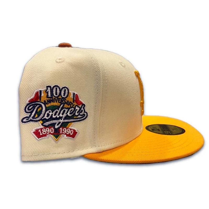 Los Angeles Dodgers Chrome Peach Cobbler 100th Anniversary Patch Burnt Orange UV 59FIFTY Fitted Hat