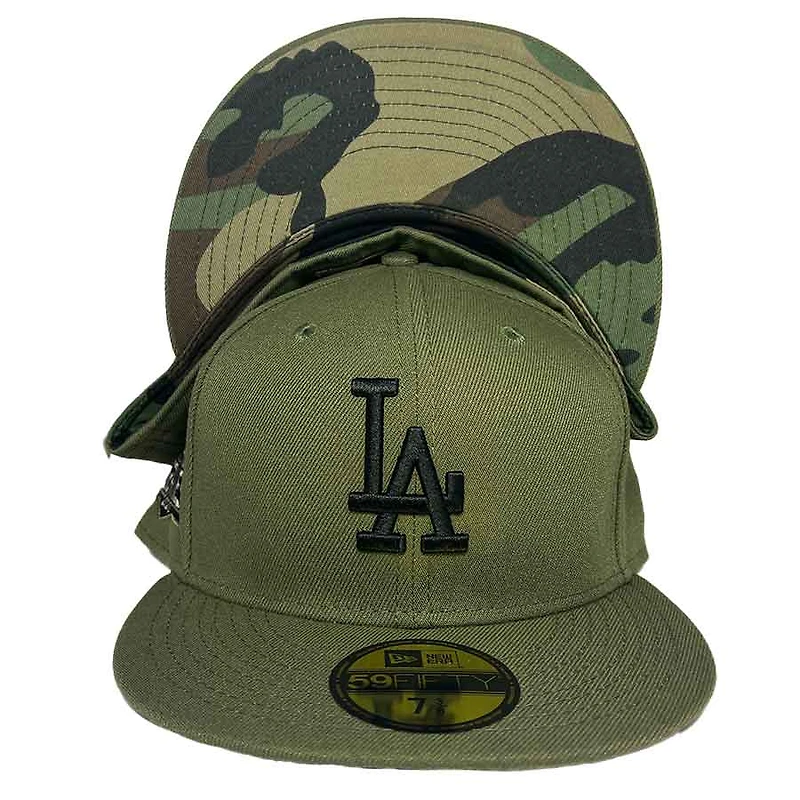 Los Angeles Dodogers CamoGreen 2020 World Series Patch Camo Pattern UV 59FIFTY Fitted Hat