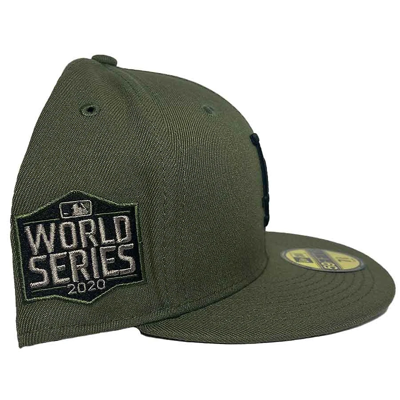 Los Angeles Dodogers CamoGreen 2020 World Series Patch Camo Pattern UV 59FIFTY Fitted Hat