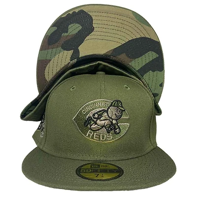 Cincinnati Reds Camo Green The Big Red Machine Patch Pattern UV Annual Clearance 59FIFTY Fitted Hat