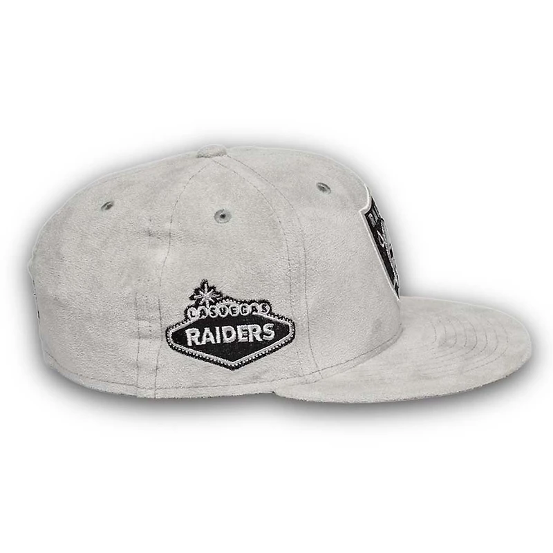 Las Vegas Raiders Pro Image Exclusive GraySuede Patch Black UV 59FIFTY Fitted Hat