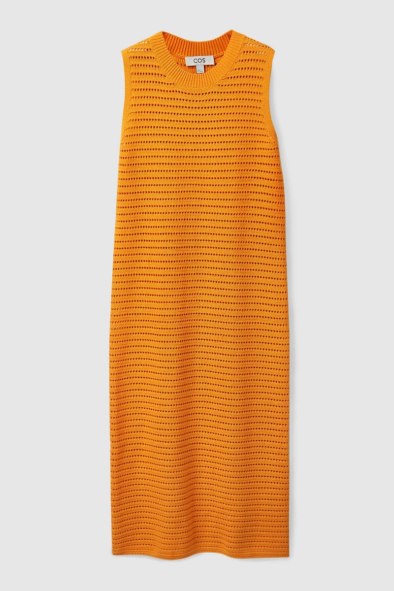 cos knit cotton midi dress KNIT COTTON MIDI DRESS - NAVY