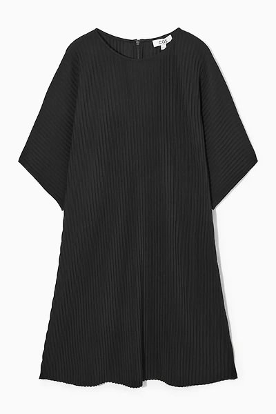 cos sleeveless pleated mini dress PICOT-TRIMMED PLEATED MINI DRESS - WHITE