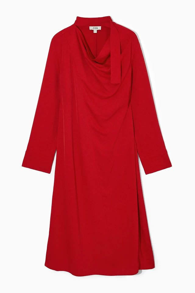 Cos BOW-DETAIL LINEN MIDI DRESS | King's Cross