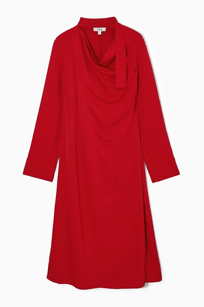 cos scarf detail maxi dress COS Scarf-Detail Maxi Shirt Dress