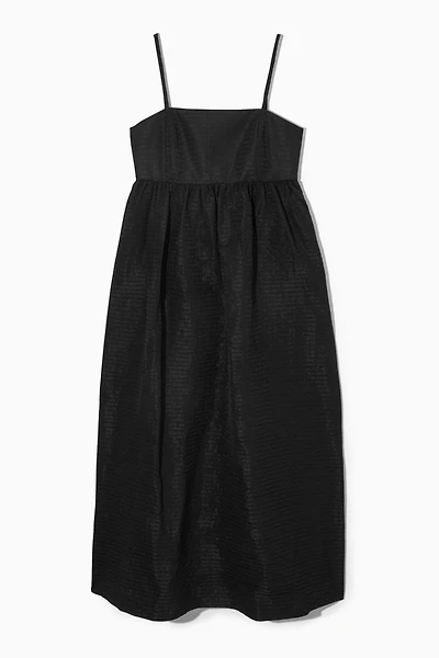 cos voluminous sleeveless midi dress COS Fluid SLEEVELESS MIDI MAXI DRESS w/ VOLUMINOUS SKIRT & POCKETS Size 36 Black