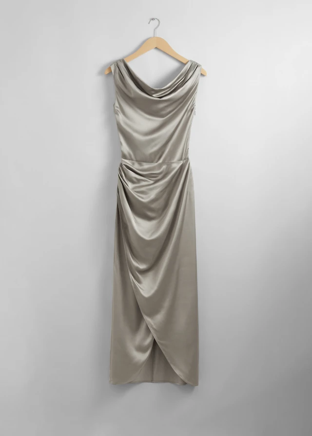 gathered asymmetric midi dress Get Dawn Silk Asymmetric Midi