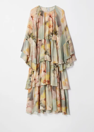 chinese dress ladies cos Grey / Blue Spiral Seam Maxi Dress UK 6 main image 1