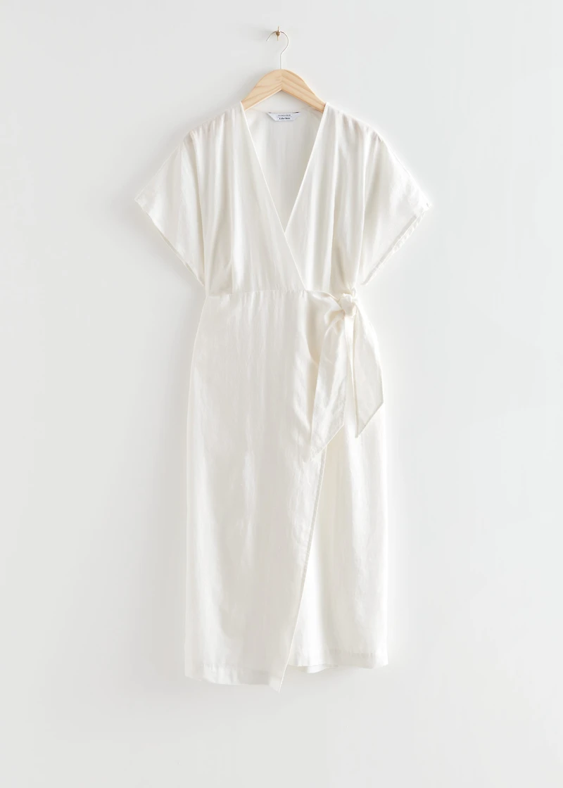 & other stories linen midi wrap dress & Other Stories + Relaxed Belted Midi Wrap Dress