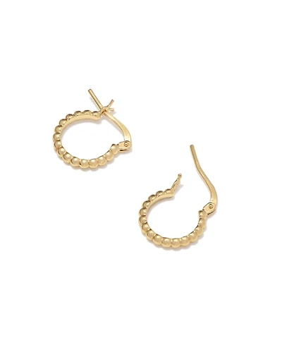 Beaded 13mm Huggie Earrings 18k Gold Vermeil