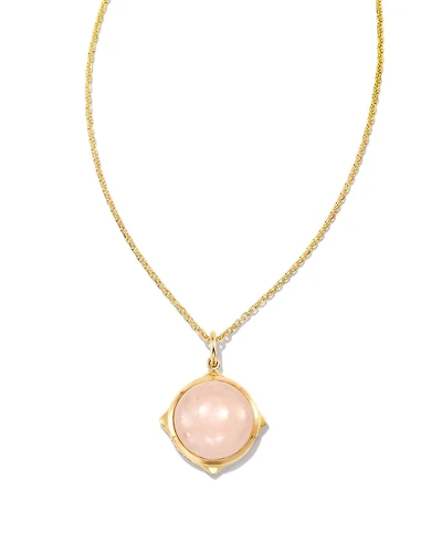 Matilda Sterling Silver Stone Charm Necklace in Rose Quartz