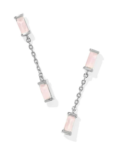 Juliette Silver Drop Earrings Rose Quartz