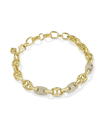 Bailey Gold Pave Chain Bracelet in White CZ