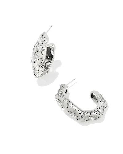 Holland Vintage Silver Hoop Earrings White CZ