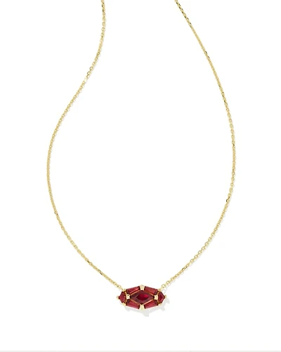 Lindy Rae Elisa Gold Short Pendant Necklace in Red Crystal