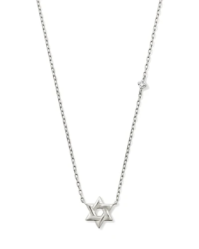 Tiny Star of David 14k Yellow Gold Pendant Necklace White Diamond