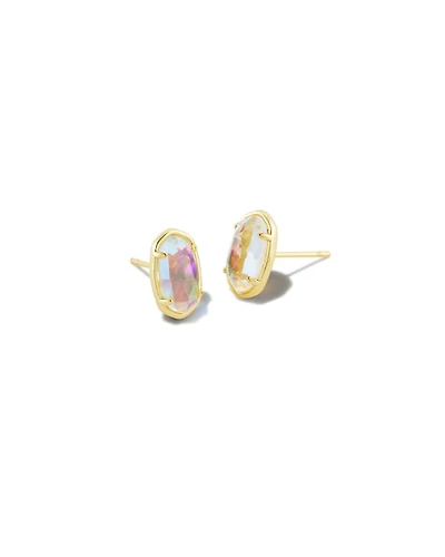 Grayson Gold Stud Earrings Rose Quartz