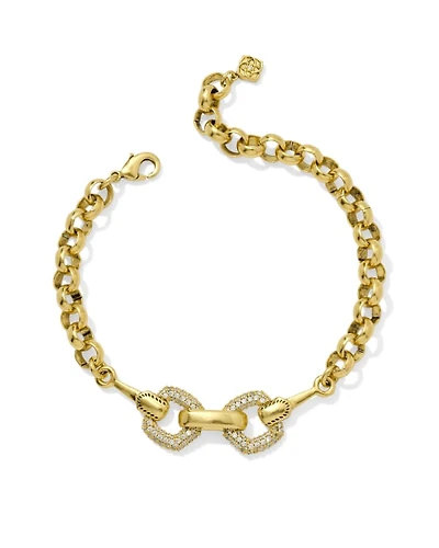 Beau Vintage Gold Pave Chain Bracelet White CZ