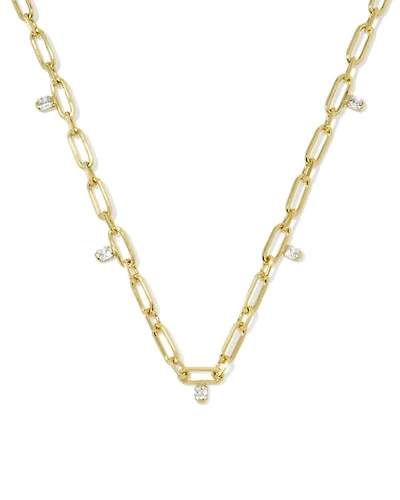 Cecelia Gold Crystal Chain Necklace White CZ